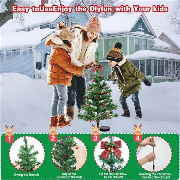 2PCS Solar Christmas Tree Lights Decor Outdoor, Xmas Tree Solar Powered - Picture 5 of 7